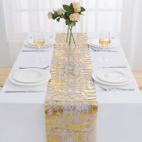 Black Gold Metallic Table Runner Set - 6 Pieces, 11 x 108 Inches Variation of THIS listing