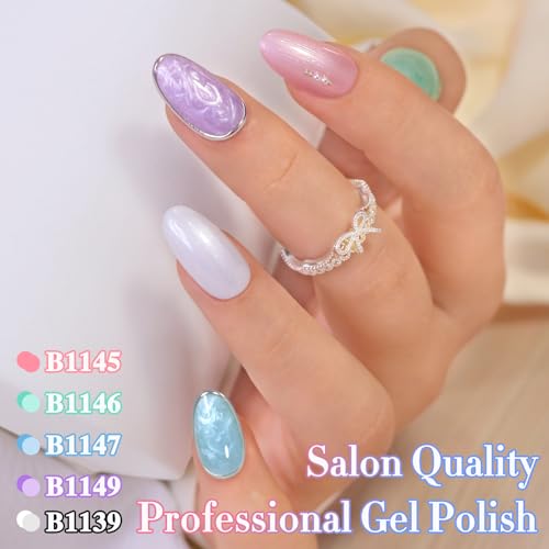 Gel Nail Polish 15ML - Pearl Green, Same Color & Bottle Soak Off Manicure