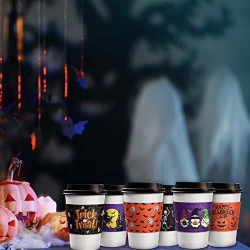 Halloween Coffee Cup Sleeves 36 Pcs for 12oz & 16oz Cups - Festive Drink Holders