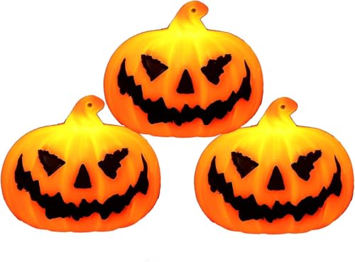 Halloween Flameless Pumpkin Lanterns Set - 3 LED Harvest Decor Lights