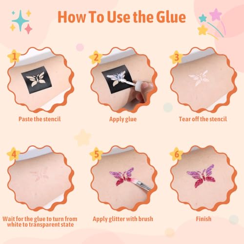Body Glue for Glitter Tattoos 2 Pack - Safe, Non-Irritating, Easy to Use