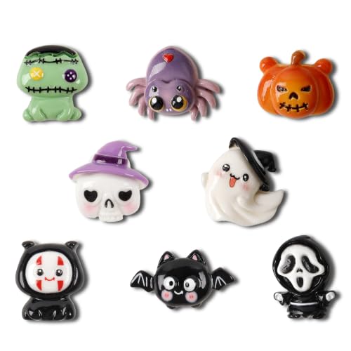 8 Pcs Halloween Refrigerator Magnets - Cute 3D Resin Ghost Pumpkins Bats