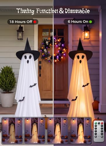 Halloween Ghost Decorations Light Up Ghosts with Tripods - 2 Pack, 59 Inch, Remote Control