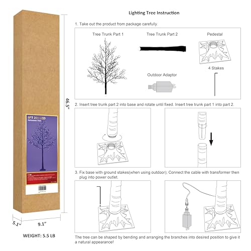 Lightshare 6ft Purple Halloween Willow Tree with 200 LED Lights Indoor Outdoor Decor