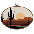 Oval Wall Art Decor - Desert Landscape Boho Canvas Artwork for Home & Living Room