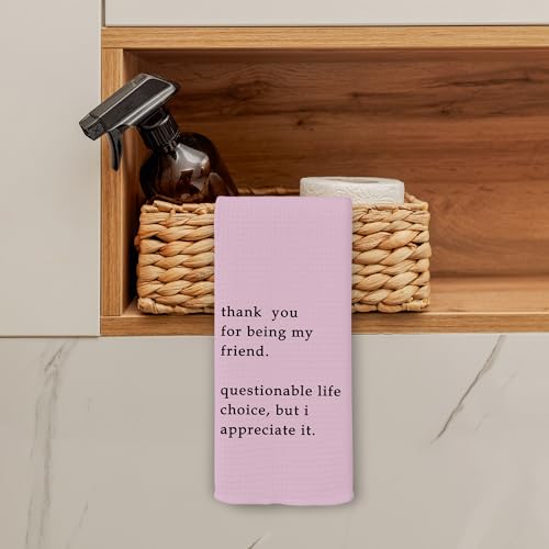 Funny Sarcastic Kitchen Towel - Pink Hand Dish Towel with Saying - Variation 19