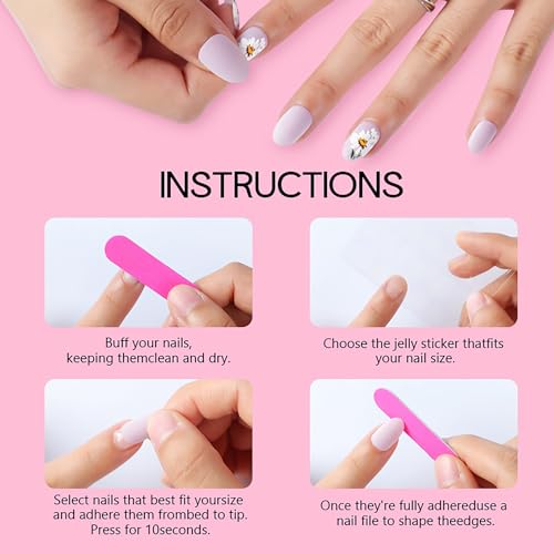 Mushrooms Press On Nails - Medium Flower False Nails Ballet Style Colorful Design