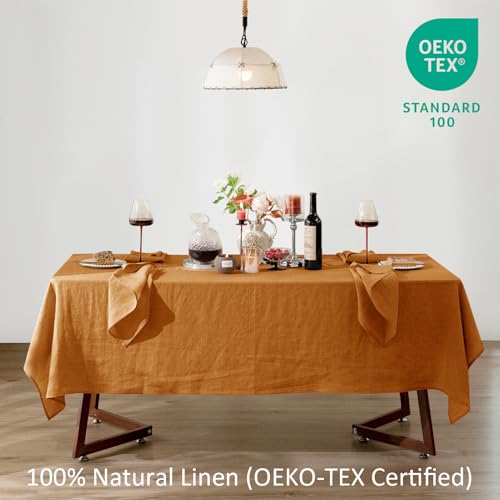 Rectangular Linen Tablecloth 60x84 Caramel - Heavyweight Organic Fabric
