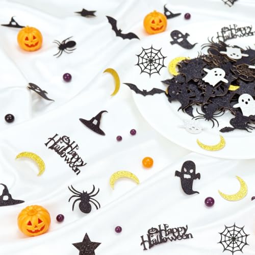 Halloween Confetti for Tables - Spooky Happy Halloween Decorations - Black 2