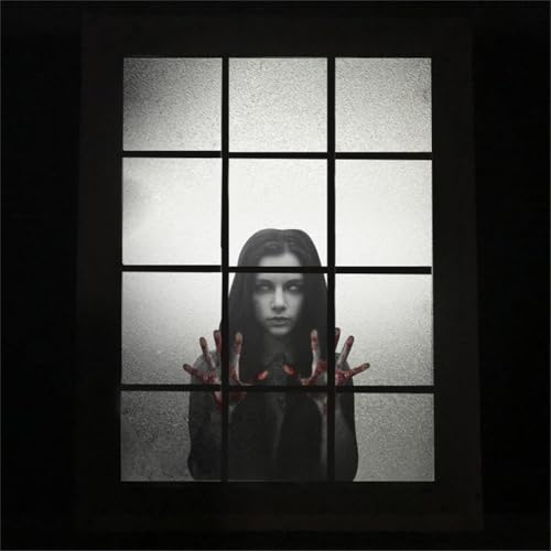 Halloween Window Clings Decor - Scary Female Ghost Static Stickers for Glass Doors & Windows