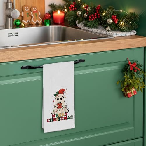 Christmas Ghost Kitchen Towels - Cute Holiday Hand Dish Towel for Bathroom & Decor
