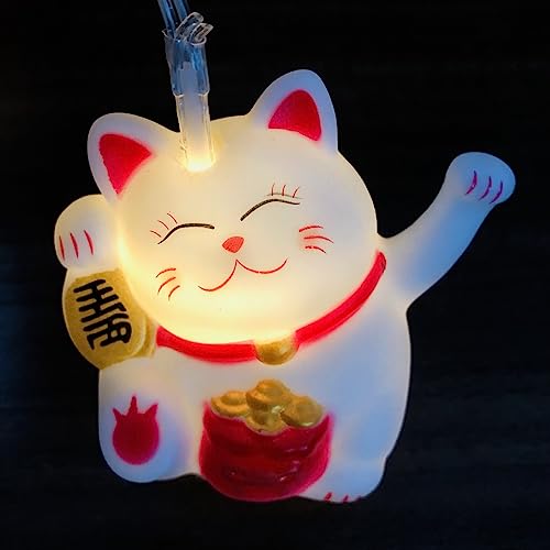 Lucky Cat Fairy String Lights - 10 LED Battery Operated Cat-Shaped Lights for Kids Room & Party Decor