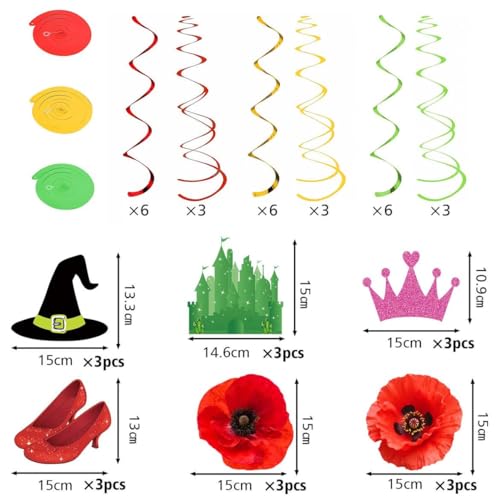 Red Poppy Flower Party Decorations Set with Ceiling Swirls and Banner