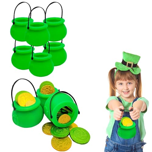 6-Pack Green Candy Cauldron Kettles for Parties, Halloween & St. Patrick's Day