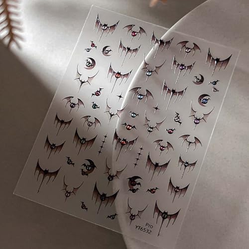 Halloween Bat Nail Stickers 5D Embossed Self-Adhesive Nail Art Decals - Halloween 01