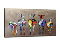 Colorful Zebra Canvas Wall Art - 40" x 20" Modern Animal Painting Ready to Hang
