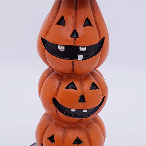 Halloween Pumpkin Candle Holder Set of 2 - Indoor Fireplace Decor, 9.5 Inch Polyresin Candlesticks