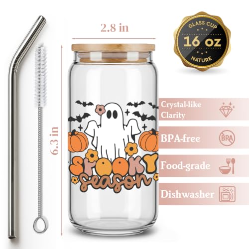 Halloween Ghost Drink Cup - 16 oz Fall Coffee Mug with Lid & Straw - Variation of THIS listing