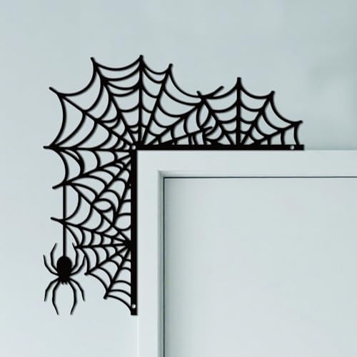 Spider Web Door Topper Sign Wall Art Decor - Weather-Resistant Metal