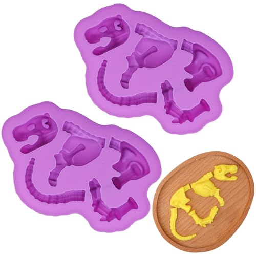 2 Pack Dinosaur Skeleton Silicone Molds for Chocolate Candy Gummy Baking