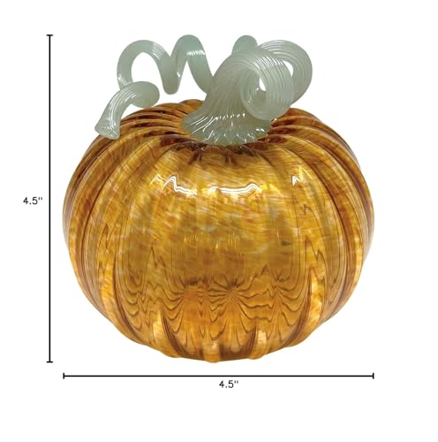 Handmade Amber Glass Pumpkin Decor - Medium Autumn Decorative Piece