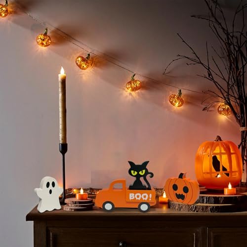 Halloween Wooden Truck and Sign Set - Ghost Pumpkin Black Cat Tabletop Decor - Variation of THIS listing