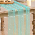 10-Pack Turquoise Pearl Gauze Table Runners 28x120 Inches Home Decor