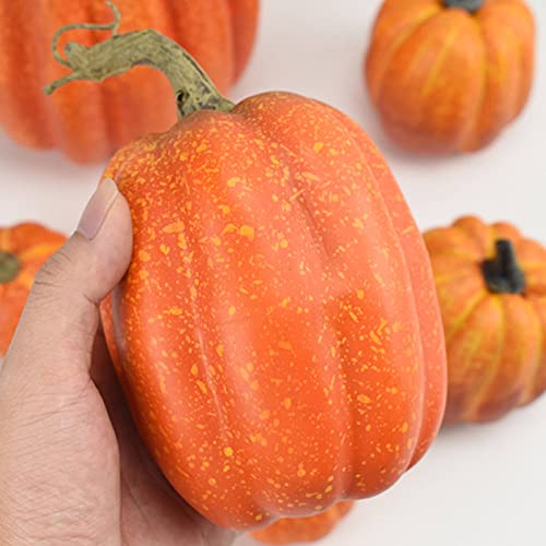 Artificial Pumpkin Fall Harvest Foam Decor Set - 7 Pieces for Halloween & Autumn