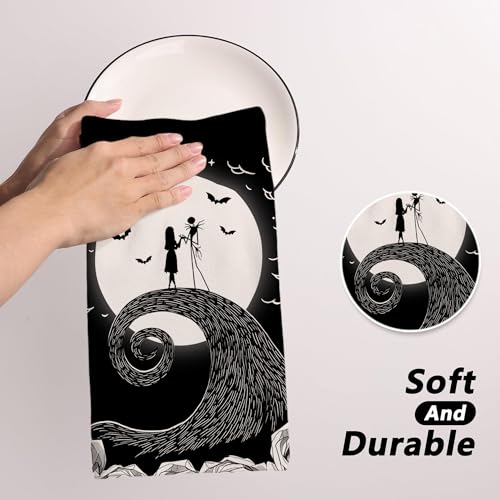 White Halloween Kitchen Towels 18x26 Inches 2-Pack Spooky Home Party Decor