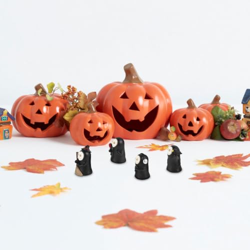Halloween Ghost Skull Face Resin Figurines Set for Party Decor - 4 Pieces