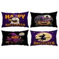 20 x 12 Inch Halloween Pillow Covers Set of 4 Pumpkin Ghost Witches Cushion Cases - Black Purple