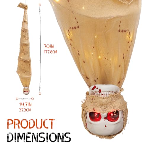 70in Halloween Shaking Mummy Decoration - Animated Hanging Corpse with Lights & Sound
