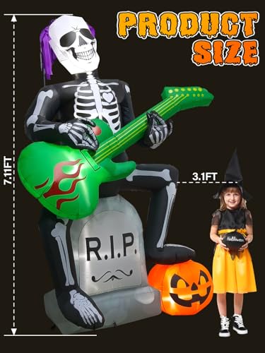 7 FT Halloween Inflatable Skeleton Ghost Outdoor Decorations with LED Lights