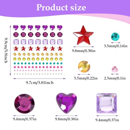 Rainbow Face Gems Set for Kids - 456 Self-Adhesive Rhinestones for Face & Body Makeup