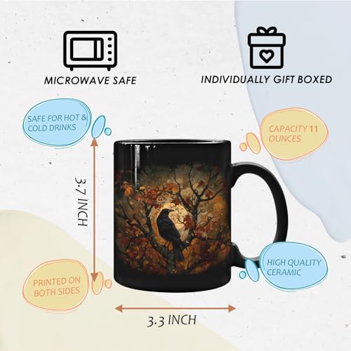 Goth Crow Ceramic Mug 11oz - Halloween & Gothic Decor for Women