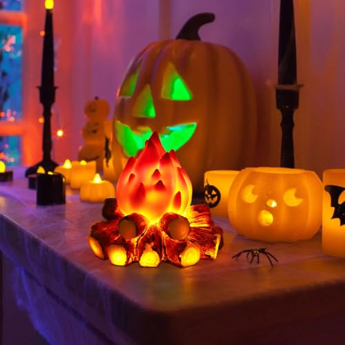 Mini Fake Campfire Lamp LED Night Light with Flickering Flame Effect - Halloween & Christmas Decor