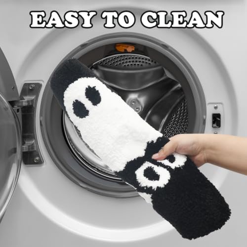 Halloween Toilet Seat Cover Ghost Boo Black & White Bathroom Decor