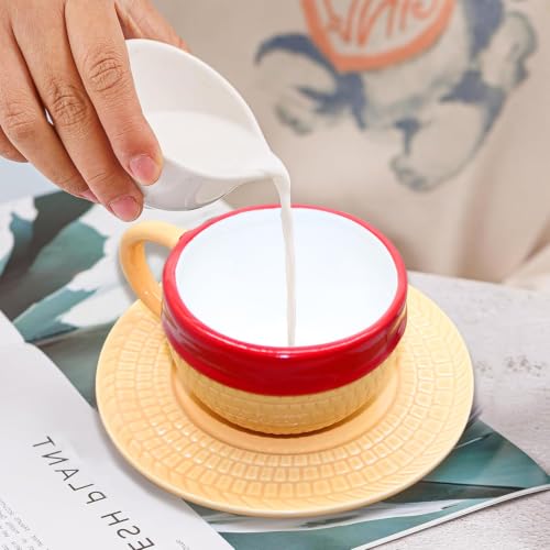Yellow Anime Novelty Ceramic Coffee Mug Tumbler with Plate - Office Gift