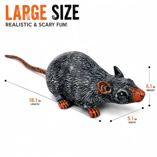 Large Realistic Animated Halloween Rat Decoration - Spooky Indoor Prop, 18.1 Inches