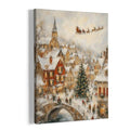 Christmas Village Wall Art Canvas Painting 11x14 Framed Holiday Decor - Tower Variant