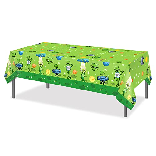 Alien Tablecloths 3-Piece Set for Kids Party Decorations, Waterproof Plastic Covers, 87x51 Inches