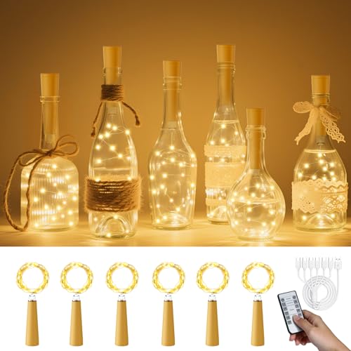 USB Rechargeable Wine Bottle Lights with Cork & Remote Control