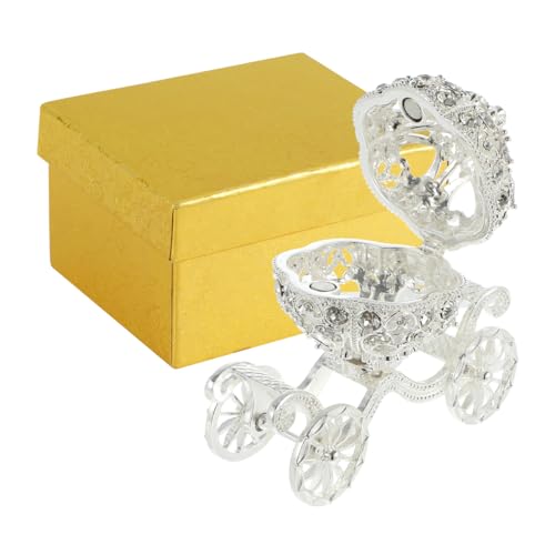 Silver Alloy Pumpkin Carriage Jewelry Trinket Box - Holiday & Wedding Decor