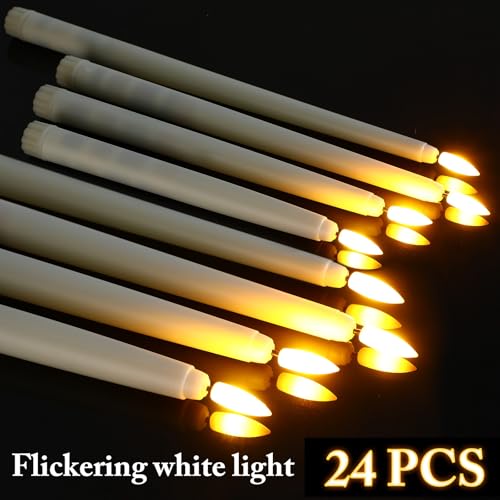48 Pcs Flameless Taper Candles LED Ivory Set - Fake Flickering Candles
