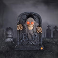 ELAMAS Halloween Animatronic Zombie Tombstone - 1 Pack, Sensor-Activated Skeleton Decor with Creepy Sound, Light Up Eyes, Outdoor Indoor Spooky Prop