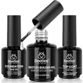 Beetles Builder Gel for Nails with Base & Top Coat Set - Clear 3Pcs C-Clear-3