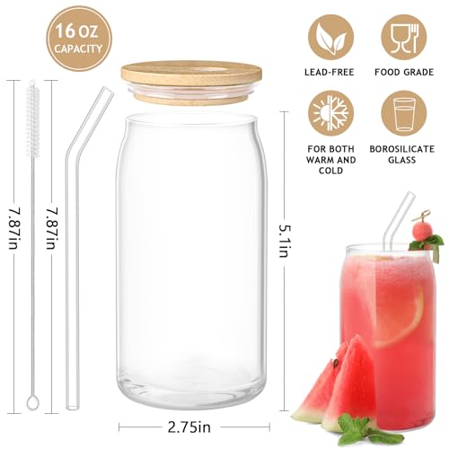 2 Pack 16oz Pumpkin Glass Tumbler Cups with Lids & Straws - Halloween Gift Set