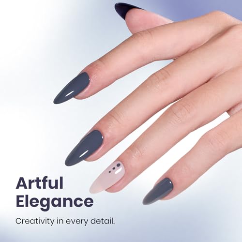 Beetles Dark Grey Gel Polish - 15ML Navy Crown Blue + Creme Grey Variation
