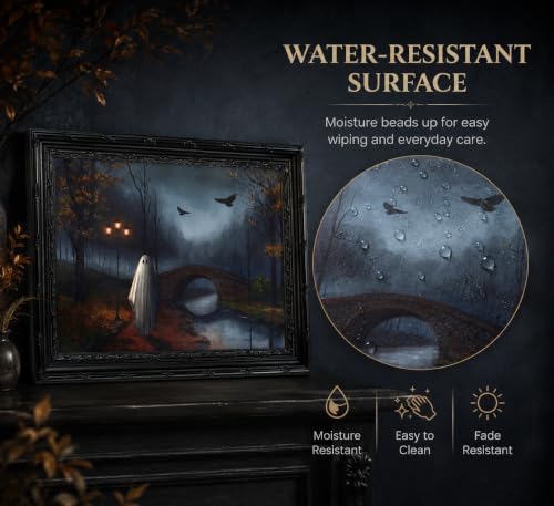 Gothic Ghost Halloween Canvas Wall Art - 11L x 9W Framed Spooky Decor