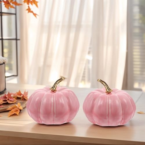 Pink Foam Pumpkins Set - 8 Small Fall Halloween Thanksgiving Decor